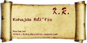 Kohajda Ráfis névjegykártya